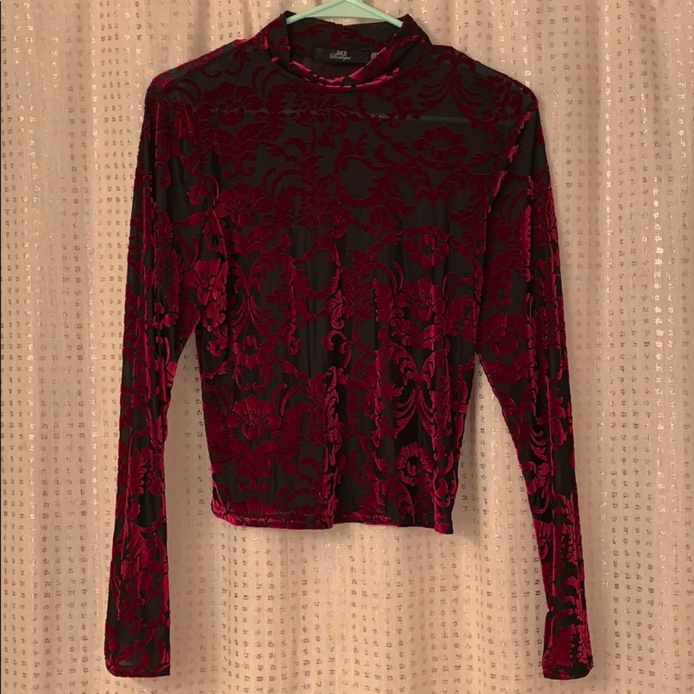 BKE Boutique velvet mock neck